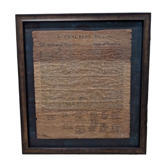 In Congress July 4 1776 US Declaration of Independence Printed Frame 18x19 - Picture 1 of 13